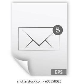 Envelope and coin business icon. Vector isolated illustration of business message.