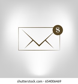 Envelope and coin business icon. Vector isolated illustration of business message.
