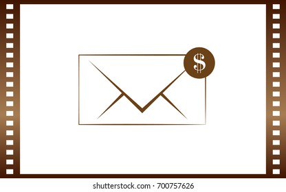 Envelope and coin business icon. Vector isolated illustration of business message.
