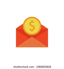 envelope and coin colored icon. Element of bankings for mobile concept and web apps. Detailed envelope and coin colored icon can be used for web and mobile. Premium icon on white background