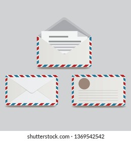 Envelope Collection Icon set Grey Background