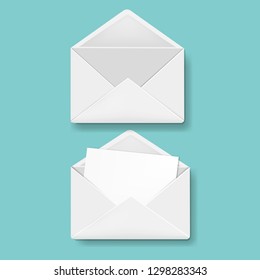 Envelope Collection Mint Background With Gradient Mesh, Vector Illustration