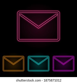 the envelope color neon set. Simple thin line, outline vector of web icons for ui and ux, website or mobile application