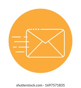 envelope communication block line style icon vector illustration design