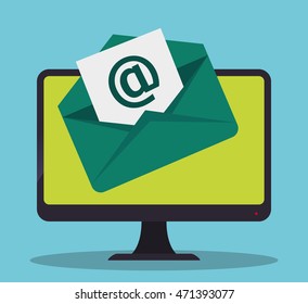 envelope computer email marketing send icon. Colorful and flat design. Vector illustration
