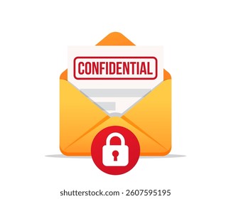 Envelope with confidential document. Confidential data and information. Data protection. Isolated on a white background.