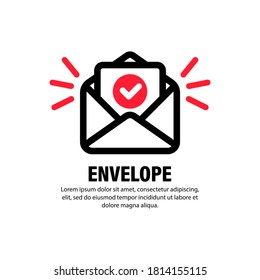 Envelope With Confirmed Document Icon. Successful E-mail Delivery, Email Delivery Confirmation, Successful Verification Concepts. Vector On Isolated White Background. EPS 10