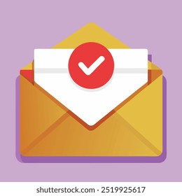 Envelope with confirmed document icon vector