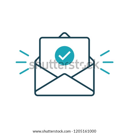 Envelope with confirmed document. Vector outline icon Сток-фото © 