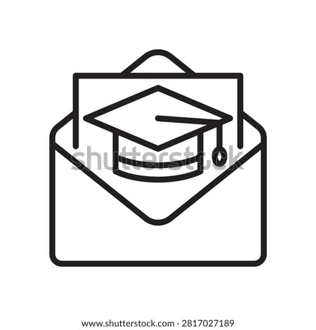 Envelope containing graduation cap letter vector line icon for university acceptance and admission.