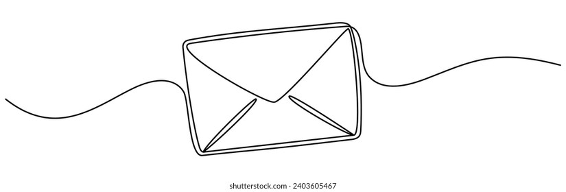 Dibujo de línea continua sobre. Símbolo lineal del correo electrónico. Ilustración vectorial aislada en blanco.