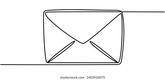 Umhüllung einer kontinuierlichen Linienzeichnung. E-Mail-Symbol Vektorgrafik einzeln auf Weiß.