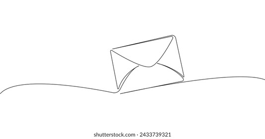 Envelope continuous line drawing vector. Message, notification, business correspondence. Linear icon, symbol of love letter, news.