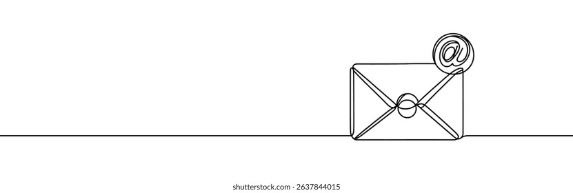 Envelope continuous one line drawing. Message, post, letter concept in simple linear style. Vector illustration.