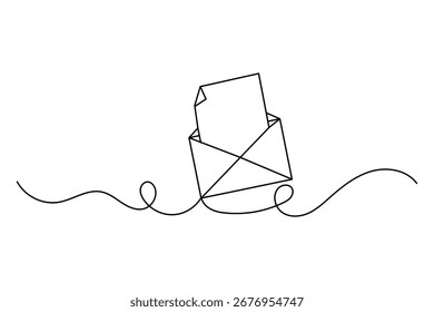 Envelope continuous one line drawing illustration