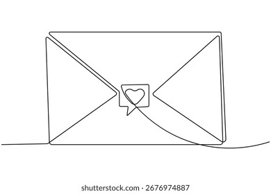 Envelope continuous one line drawing and minimalist style isolate outline