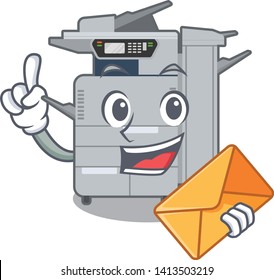 With envelope copier machine isolated in the cartoon
