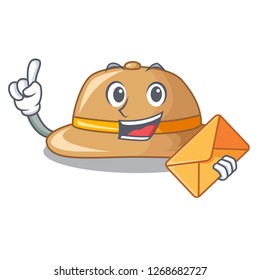 With envelope cork het in a shape cartoon