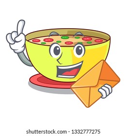 With envelope corn chowder isolated with the character