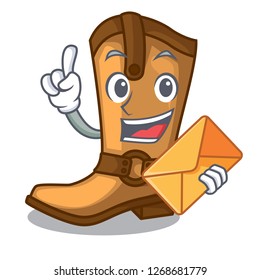 With envelope cowboy boots isolated in the mascot