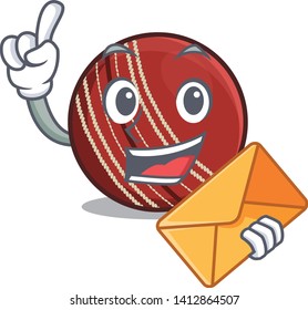 With envelope cricket ball isolated in the cartoon