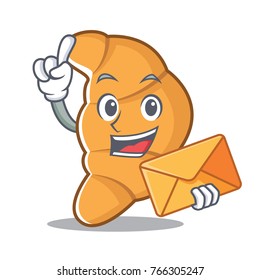 With envelope croissant character cartoon style
