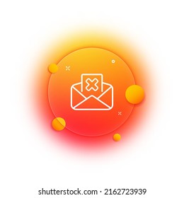 Envelope with cross line icon. Rejected, forbidden, close, delete, letter, message, email, work, secretary. Business concept. Glassmorphism style. Vector line icon for Business and Advertising.