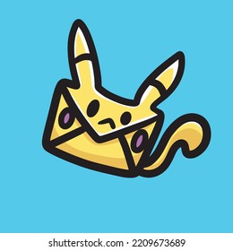 Envelope Cute Character Cartoon Vector Mascot Cute Pikachu