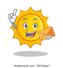 With envelope cute sun character cartoon