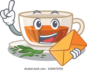 With envelope darjeeling tea in the mascot shape