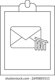 Envelope com gráfico de barras decrescente na área de transferência