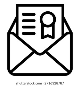 Envelope degree icon. Outline envelope degree vector icon for web design isolated on white background