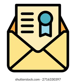 Ícone de grau de envelope. Contorno grau do envelope ícone do vetor cor plana isolado