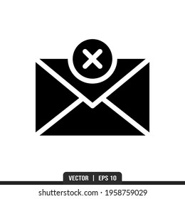 Envelope Delete Silhouette icon vector, illustration logo template in trendy style. Suitable for many purposes.