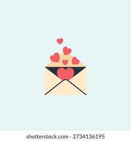 An envelope is depicted with hearts emerging from it, symbolizing love, affection, and heartfelt messages. The design is simple and charming.