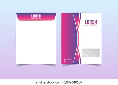 Envelope design. A4 Envelope vector design. A4 Envelope Mockup. Paper envelope A4 set isolated on color background. Stationery Template Design Kit. vector illustration.