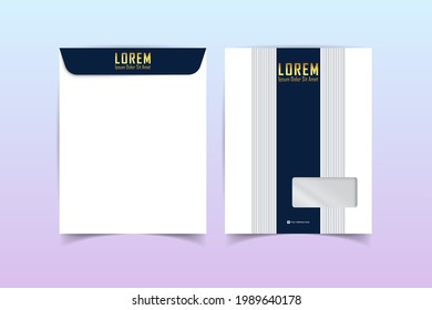 Envelope design. A4 Envelope vector design. A4 Envelope Mockup. Paper envelope A4 set isolated on color background. Stationery Template Design Kit. vector illustration.