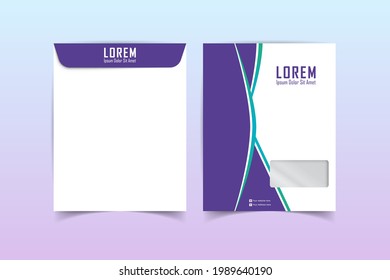 Envelope design. A4 Envelope vector design. A4 Envelope Mockup. Paper envelope A4 set isolated on color background. Stationery Template Design Kit. vector illustration.