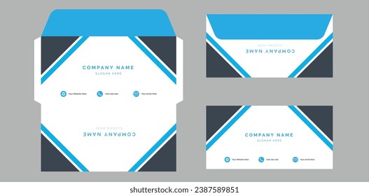 Envelope Design. DL Envelope design with front and back. Luxury, Modern, Elegant, Professional Minimalist Business DL Envelope design. Elements of Stationery. Vector illustration