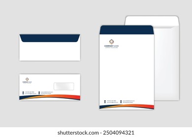Diseño de sobres. PLANTILLA del sobre DL. Diseño de Vector de sobres A4. Kit de diseño de Plantilla de papelería.