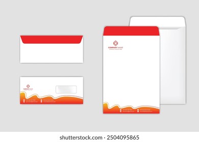 Diseño de sobres. PLANTILLA del sobre DL. Diseño de Vector de sobres A4. Kit de diseño de Plantilla de papelería.