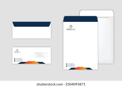 Envelope design. DL Envelope template. A4 Envelope vector design. Stationery Template Design Kit.
