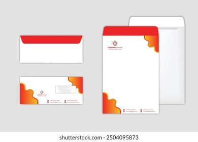 Envelope design. DL Envelope template. A4 Envelope vector design. Stationery Template Design Kit.