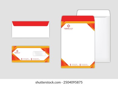 Envelope design. DL Envelope template. A4 Envelope vector design. Stationery Template Design Kit.
