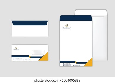 Diseño de sobres. PLANTILLA del sobre DL. Diseño de Vector de sobres A4. Kit de diseño de Plantilla de papelería.