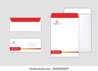 Diseño de sobres. PLANTILLA del sobre DL. Diseño de Vector de sobres A4. Kit de diseño de Plantilla de papelería.