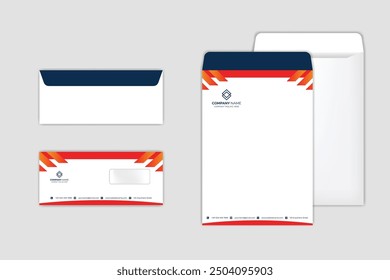 Envelope design. DL Envelope template. A4 Envelope vector design. Stationery Template Design Kit.