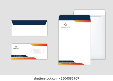 Envelope design. DL Envelope template. A4 Envelope vector design. Stationery Template Design Kit.