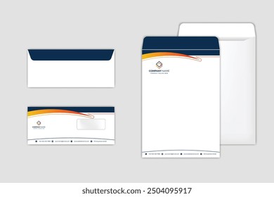 Envelope design. DL Envelope template. A4 Envelope vector design. Stationery Template Design Kit.