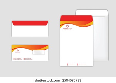 Diseño de sobres. PLANTILLA del sobre DL. Diseño de Vector de sobres A4. Kit de diseño de Plantilla de papelería.